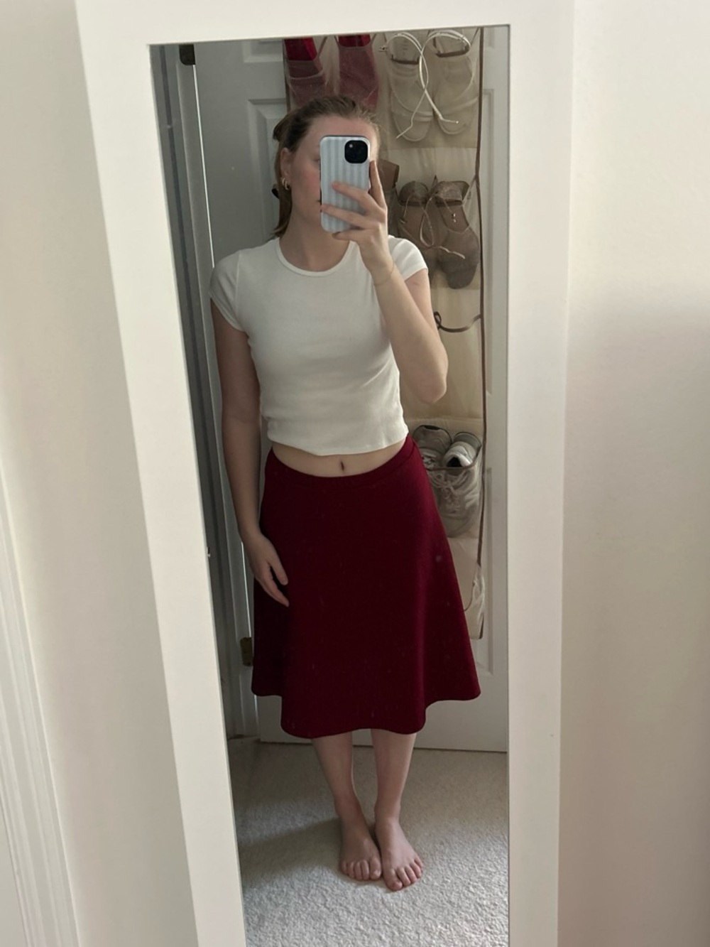 Stoosh Burgundy Circle Skirt - Flowy A-Line Midi